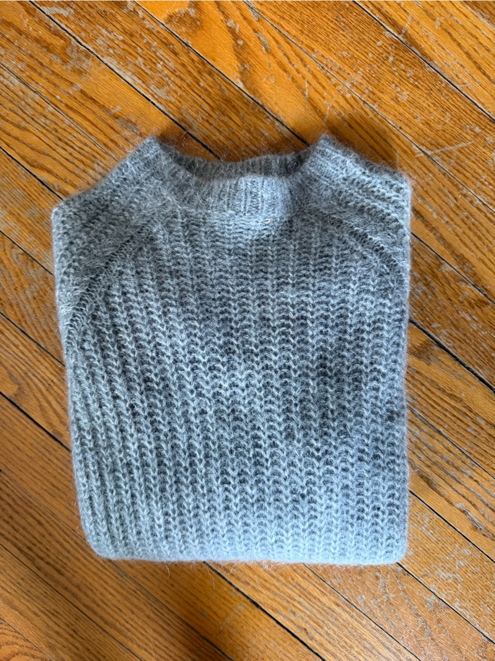Sezane Light Gray Ribbed Crewneck Sweater